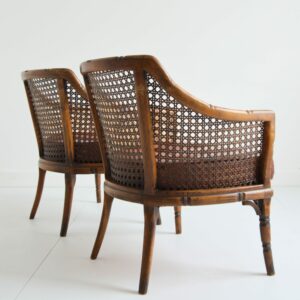 Paire de fauteuils bois et cannage ancien XIXème vintage 24