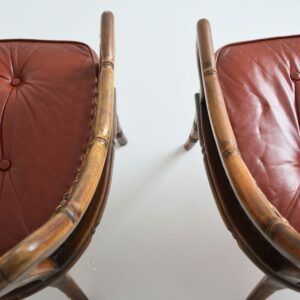 Paire de fauteuils bois et cannage ancien XIXème vintage 26