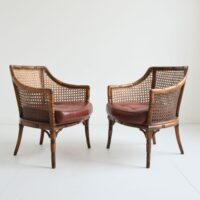 Paire de fauteuils en noyer et cannage ancien XIXème