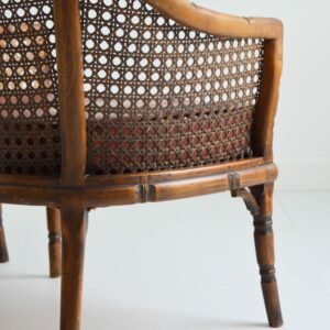 Paire de fauteuils bois et cannage ancien XIXème vintage 30