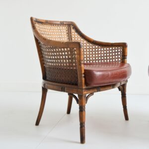 Paire de fauteuils bois et cannage ancien XIXème vintage 4