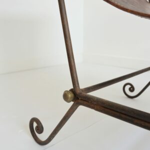 2 fauteuils ancien fer forgé et cuir tendu vintage 8