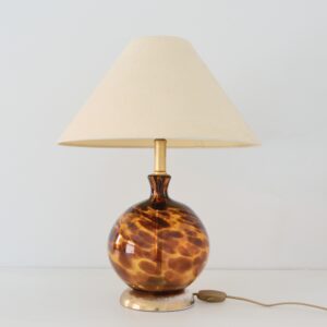 Lampe de table Art Déco en verre fumé ambré 1930 vintage 1