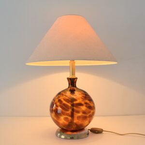 Lampe de table Art Déco en verre fumé ambré 1930 vintage 8