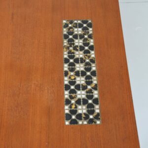 Table basse 1950 teck : Métal : Faïence fleurs vintage 4
