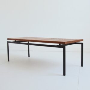 Table basse 1950 teck : Métal : Faïence fleurs vintage 9
