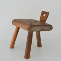 Ancien Tabouret de traite tripode vintage 1