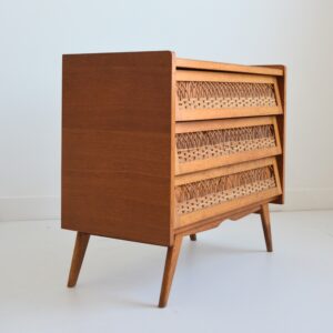 Commode bois et rotin 1960 vintage 10