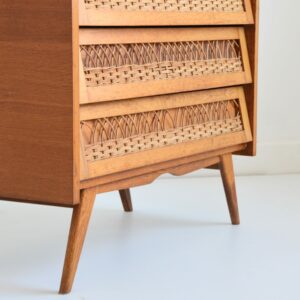 Commode bois et rotin 1960 vintage 11