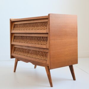 Commode bois et rotin 1960 vintage 19