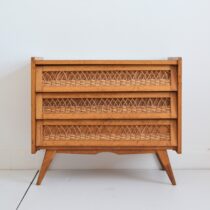 Commode bois et rotin 1960 vintage 2
