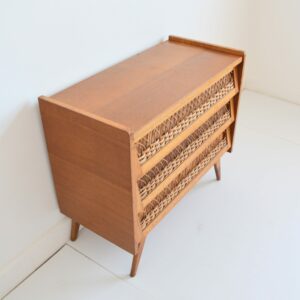 Commode bois et rotin 1960 vintage 3