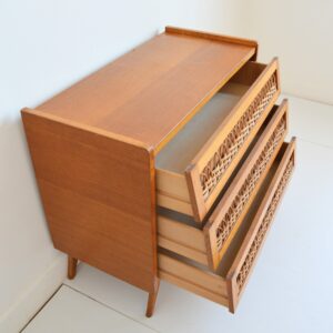 Commode bois et rotin 1960 vintage 5