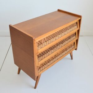 Commode bois et rotin 1960 vintage 7