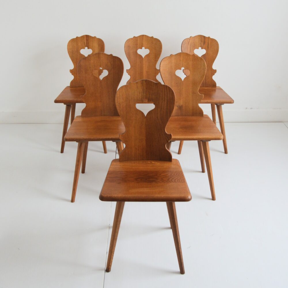 Suite de 6 chaises design Suédois / Brutaliste vintage 1960s