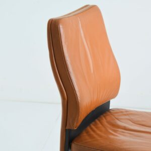 Fauteuil de bureau pivotant en cuir marron vintage 9
