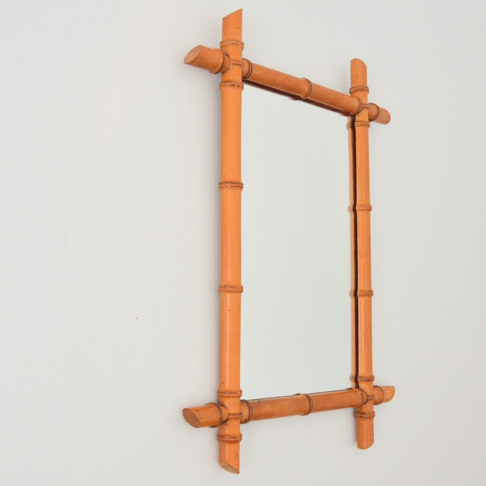 Miroir mural en bambou vintage
