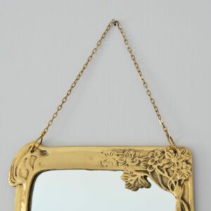 Miroir mural Art Nouveau en laiton doré vintage 11