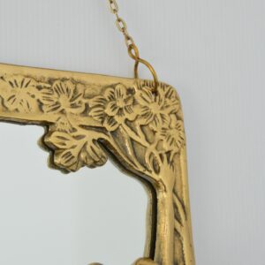 Miroir mural Art Nouveau en laiton doré vintage 12