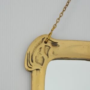 Miroir mural Art Nouveau en laiton doré vintage 13