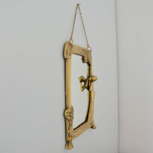 Miroir mural Art Nouveau en laiton doré vintage 2