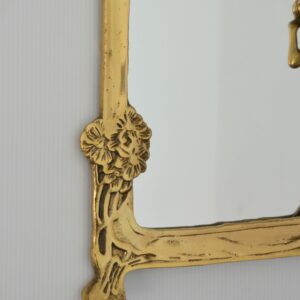 Miroir mural Art Nouveau en laiton doré vintage 3