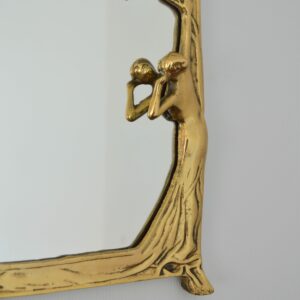 Miroir mural Art Nouveau en laiton doré vintage 4