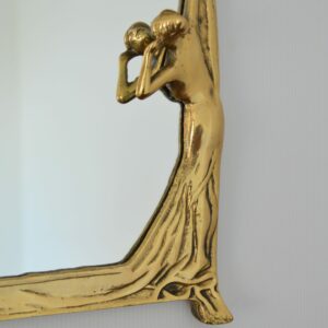 Miroir mural Art Nouveau en laiton doré vintage 7