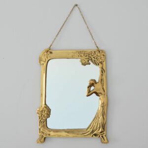 Miroir mural Art Nouveau en laiton doré vintage 8