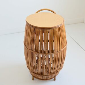 meuble Bar forme tonneau en bambou et rotin Italie 1960 vintage 19