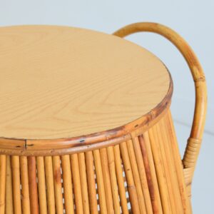 meuble Bar forme tonneau en bambou et rotin Italie 1960 vintage 23