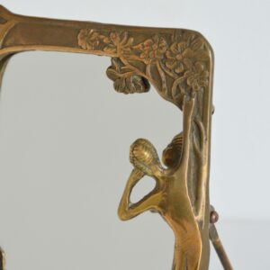 Miroir à poser Art Nouveau en laiton doré vintage 3