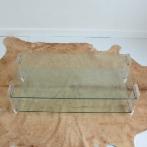Table basse double plateaux en verre 1970 vintage 1