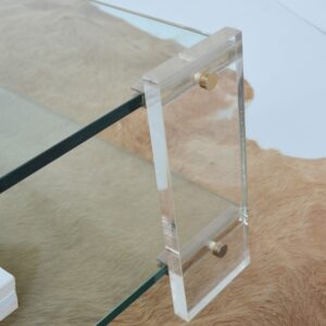 Table basse double plateaux en verre 1970 vintage 23