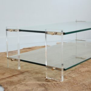 Table basse double plateaux en verre 1970 vintage 5