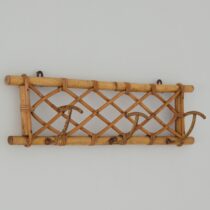 porte manteaux bois et rotin 1960 vintage 8