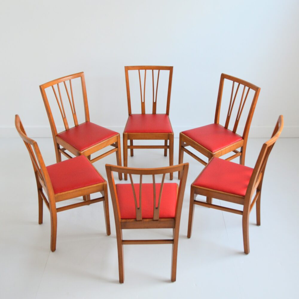 Suite de 6 chaises 1960 vintage