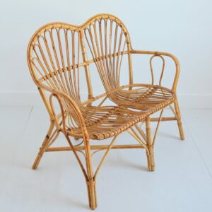Banquette : canapé rotin 1960 vintage 12