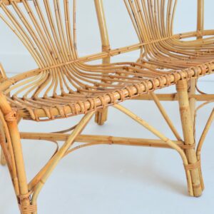 Banquette : canapé rotin 1960 vintage 16