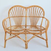 Canapé / Banquette en rotin 1960 vintage