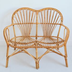 Banquette : canapé rotin 1960 vintage 7