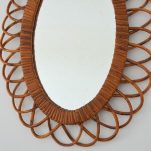 Miroir en rotin fleur 1960 vintage 12
