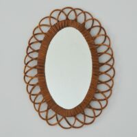 Miroir fleur en rotin années 50 / 60 vintage