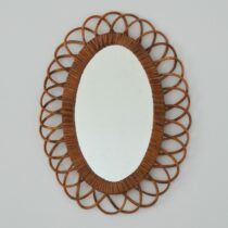 Miroir en rotin fleur 1960 vintage 3