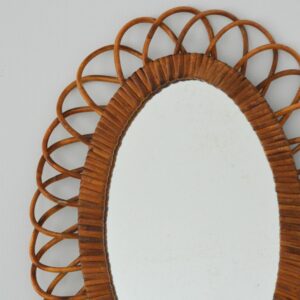 Miroir en rotin fleur 1960 vintage 5