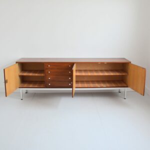 enfilade scandinave teck et chrome 1960 vintage Belgique 7