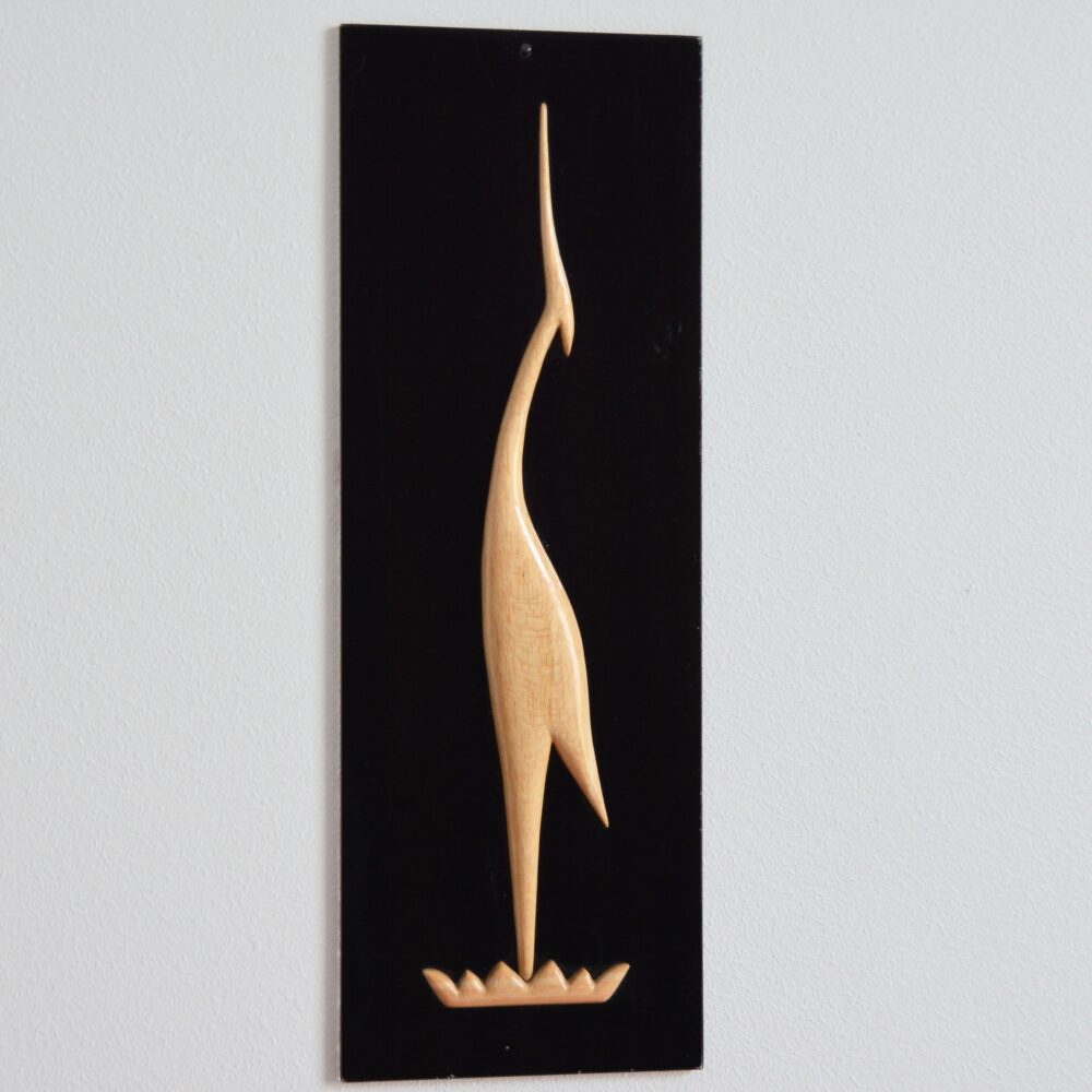 Décoration mural / Héron sculpté 1970 vintage