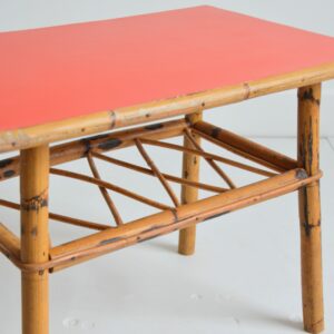 Table basse : table d&rsquo;appoint : bout de canapé bambou et rotin 1960 vintage 6