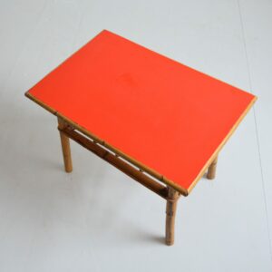 Table basse : table d&rsquo;appoint : bout de canapé bambou et rotin 1960 vintage 7