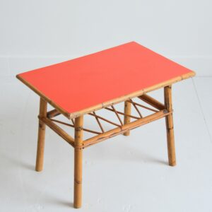 table basse : table d&rsquo;appoint : bout de canapé bambou et rotin 1960 vintage 1
